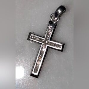 10k gold and Tiny Diamonds Cross Pendant